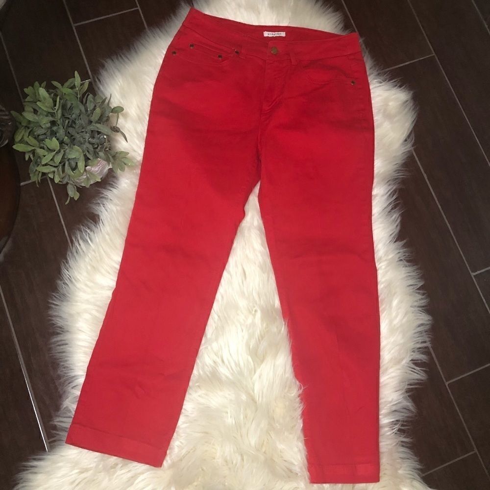 Jones New York sports red crop denim sz 8